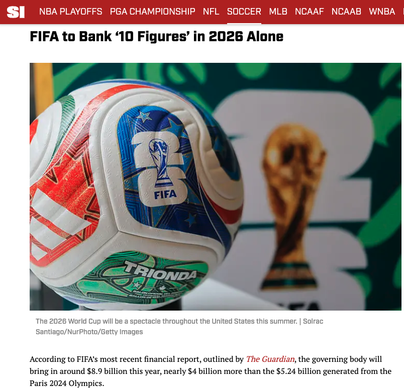 FIFA World Cup revenue breakdown — TV broadcasting, hospitality and tickets, sponsorship